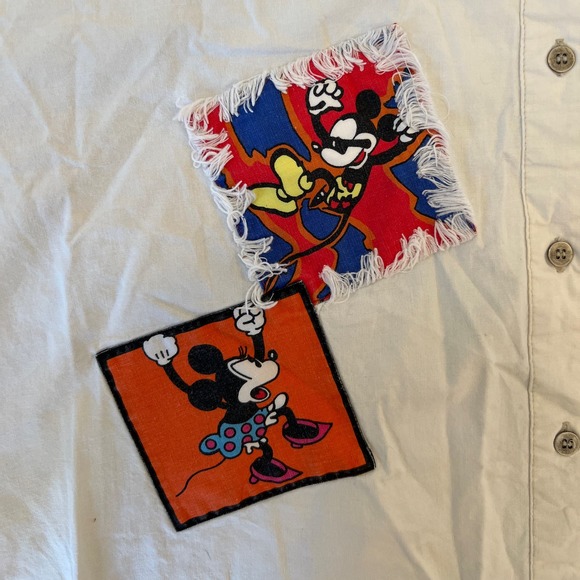 Mens RARE Vintage 90's‎ Mickey & Co Long Sleeve Button Down Patch SZ L READ - Picture 2 of 9